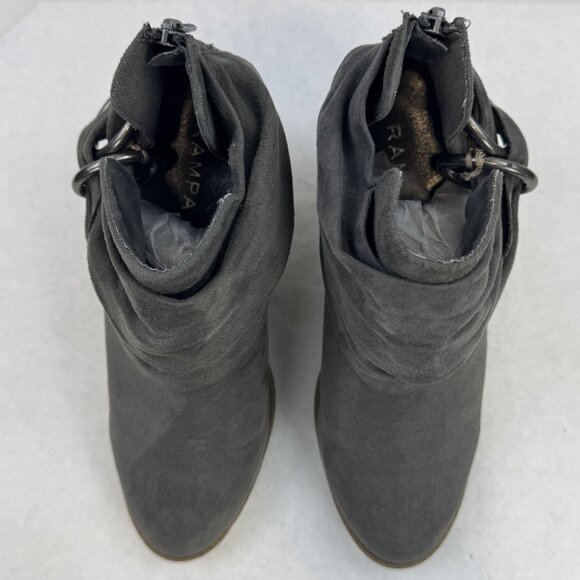 Rampage Vappy Womens Size 7M Grey Ruched Ring Ankle Bootie Chunky Suede Fabric - Picture 8 of 13